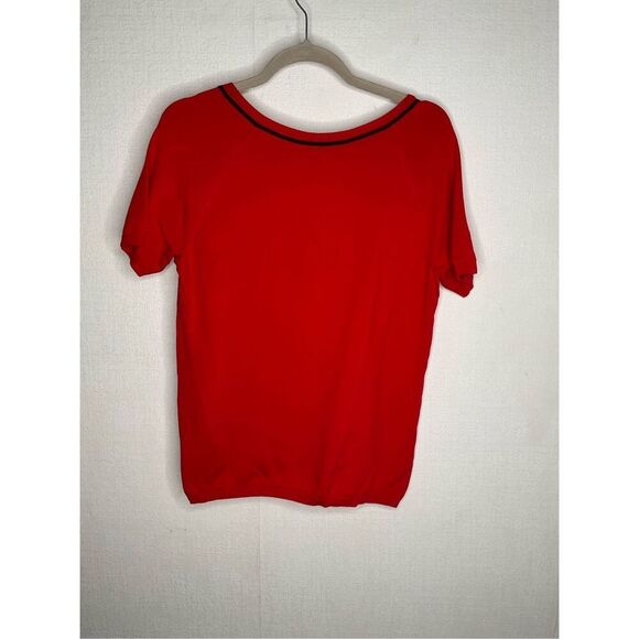 Pendleton Sweater Womens Medium Red Knit Short‎ Sleeve Silk Nylon Minimalist EUC - Picture 7 of 8